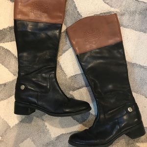 Etienne Aigne Cognac & Black Leather Boots